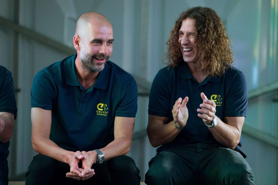 Guardiola et Puyol en mai 2018.