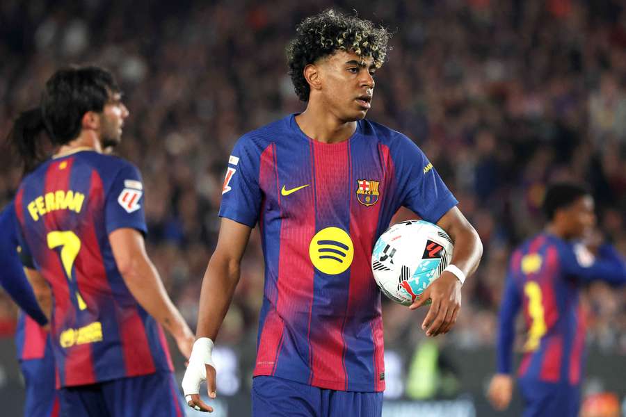 Lamine Yamal avec le Barça mercredi soir.