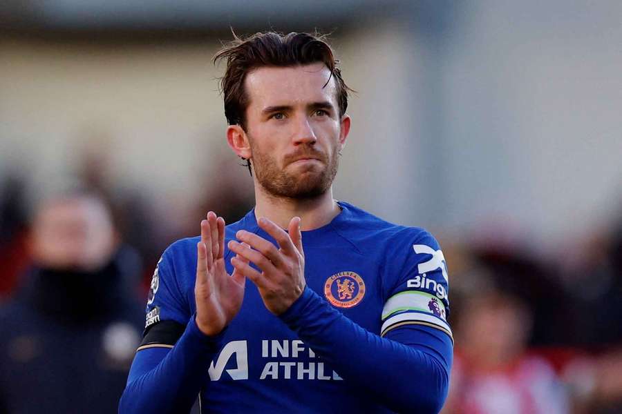 Chelsea's Ben Chilwell applauds fans after a match