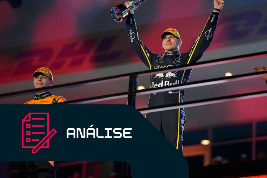 Max Verstappen e Lando Norris no pódio