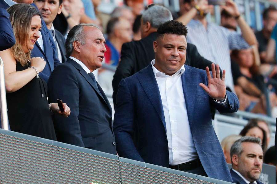 Real Valladolid's majority owner, Ronaldo in the stands before the match 