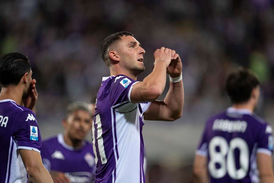 Roberto Piccoli celebra após o golo do 1-0 Roberto Piccoli celebra após o golo do 1-0