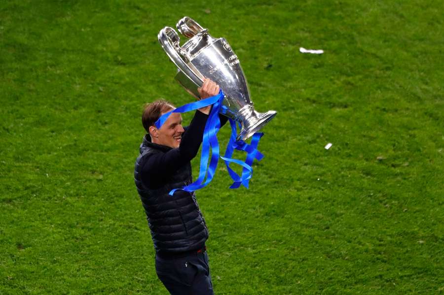 Thomas Tuchel celebrates after winning the Champions League final with Chelsea