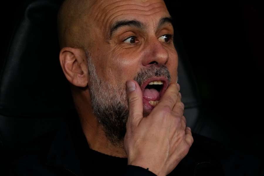 Manchester City boss Pep Guardiola during his side's loss to Real Madrid in the Champions League.