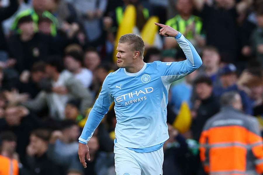 Erling Haaland celebrates scoring Manchester City's opening goal Erling Haaland celebrates scoring Manchester City's opening goal