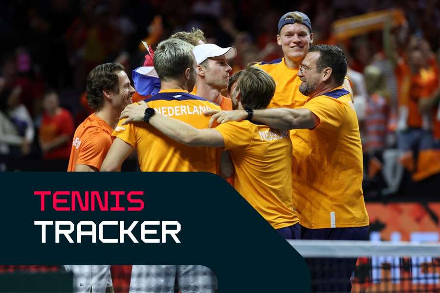 The Dutch team celebrate their win over Spain