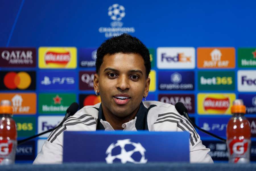 Real Madrid's Rodrygo during a press conference
