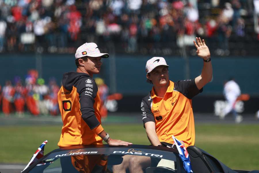 Oscar Piastri waves to supporters during the drivers' parade in Mexico at the weekend.