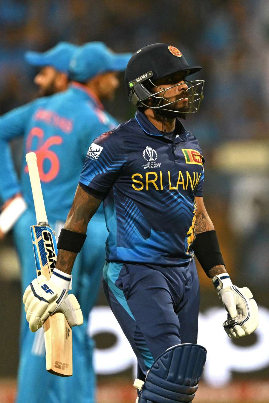 Sri Lanka captain Kusal Mendis is dismissed against India