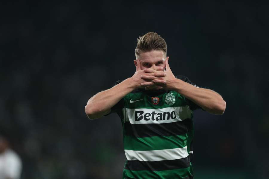 Gyökeres with his trademark celebration