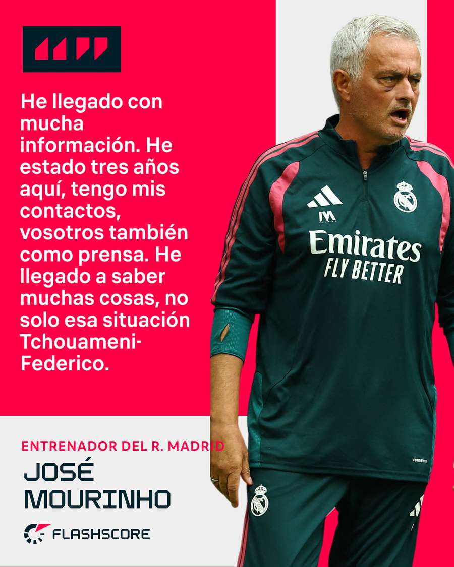 Mourinho, sobre la pelea de Tchouaméni y Valverde Mourinho, sobre la pelea de Tchouaméni y Valverde