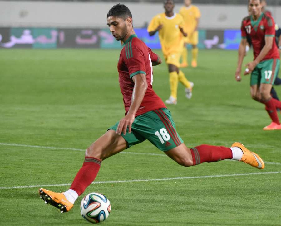 Lazaar playing for Morocco.