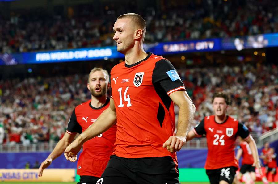 Sasa Kalajdzic bejubelt das Last-Second-Tor für Österreich gegen Algerien. Sasa Kalajdzic bejubelt das Last-Second-Tor für Österreich gegen Algerien.