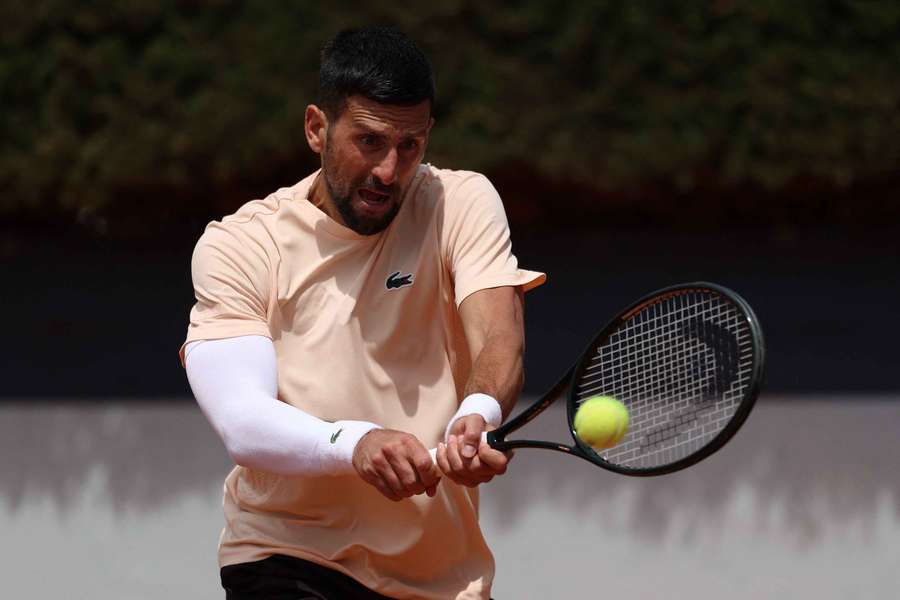 Djokovic à l'entraînement mercredi.