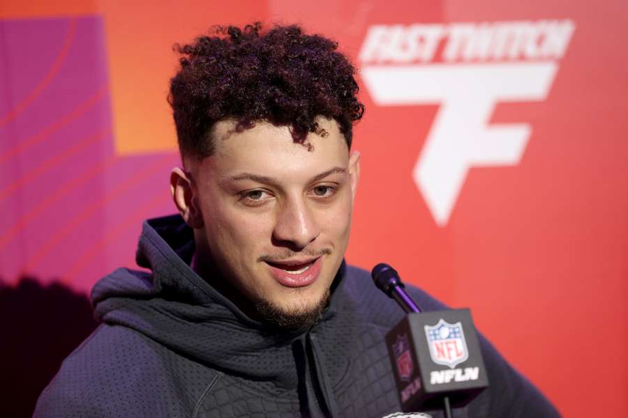 Patrick Mahomes ce lundi lors du point presse.