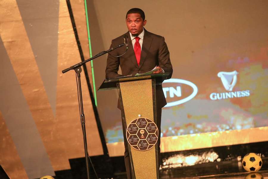 Cameroon legend and FA President Samuel Eto'o at an event Cameroon legend and FA President Samuel Eto'o at an event