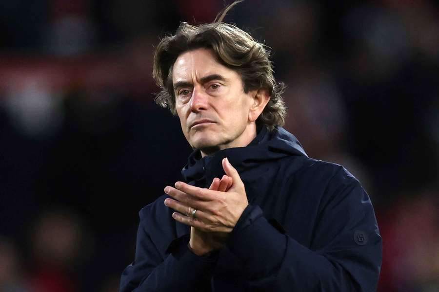 Tottenham Hotspur's Danish head coach Thomas Frank applauds the fans after the defeat at Forest Tottenham Hotspur's Danish head coach Thomas Frank applauds the fans after the defeat at Forest