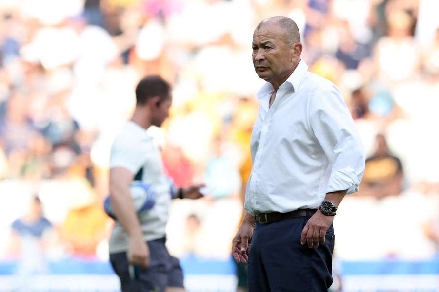 Eddie Jones stands defeated following his Australia side's defeat to Fiji on Sunday