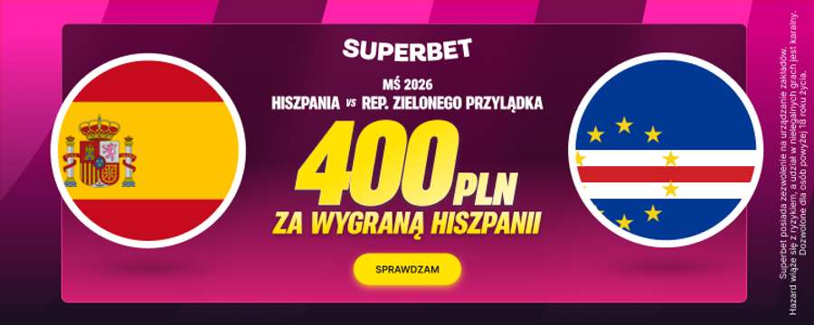 Promocja w Superbet: bonus 400 PLN za wygraną Hiszpanii Promocja w Superbet: bonus 400 PLN za wygraną Hiszpanii