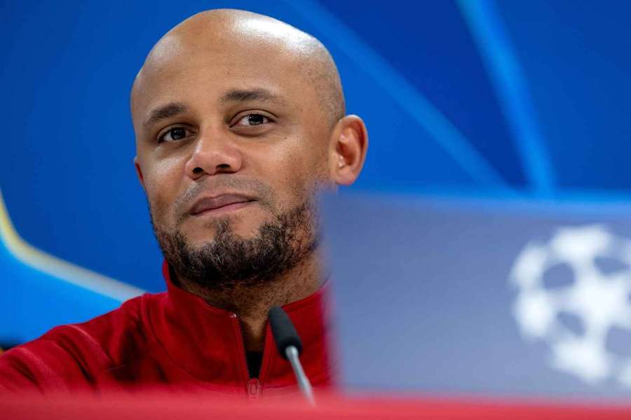 Bayern's Kompany during a press conference ahead of the match