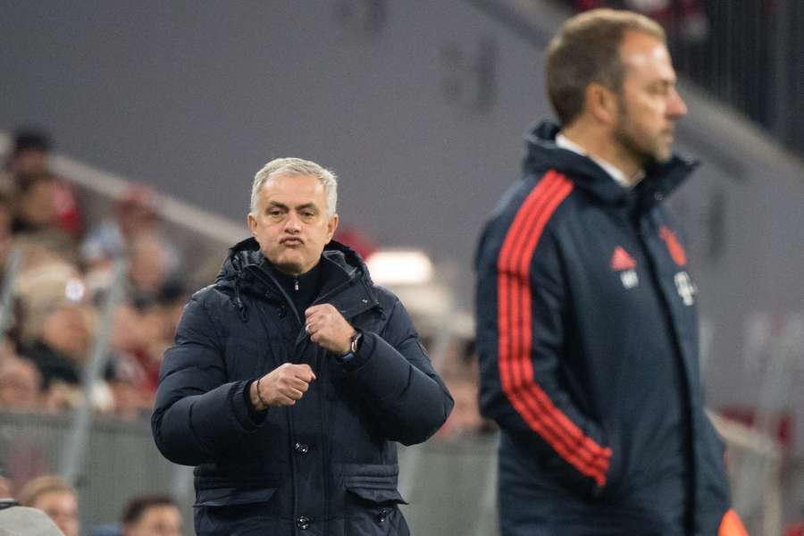 Mourinho and Flick after a Champions League match between Tottenham and Bayern in 2019 Mourinho and Flick after a Champions League match between Tottenham and Bayern in 2019
