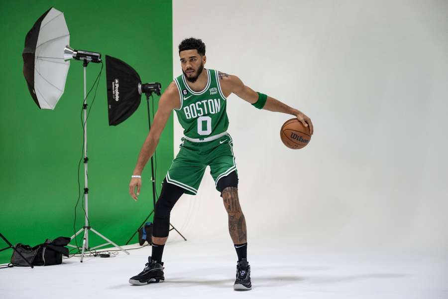 Jayson Tatum durante el Media Day de los Boston Celtics.