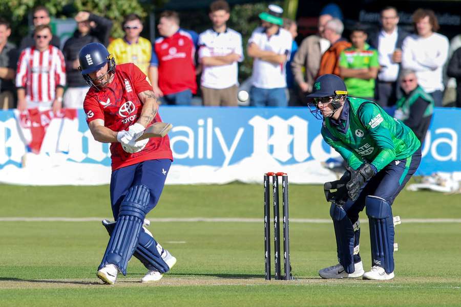 England's Phil Salt plays a shot