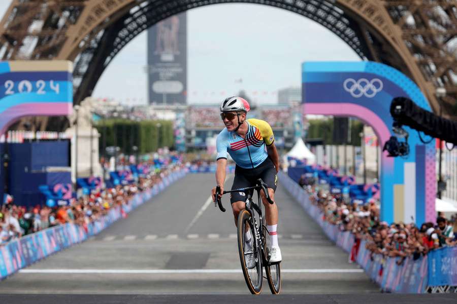 Belgier Evenepoel bei der Zieleinfahrt