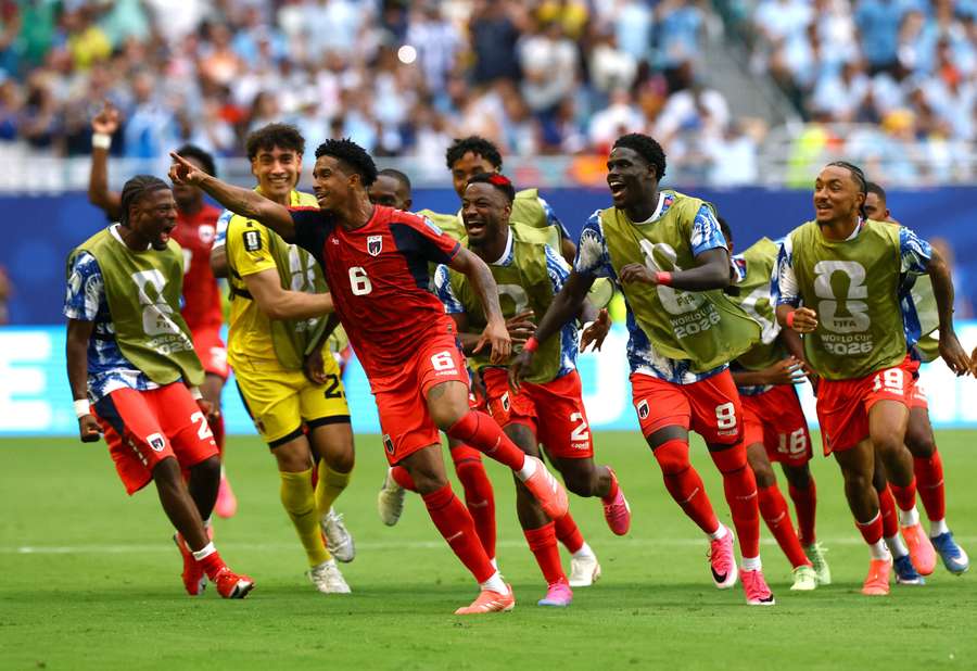 Cape Verde players celebrate their first-ever World Cup goal Cape Verde players celebrate their first-ever World Cup goal