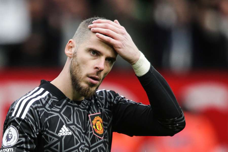 Spanish goalkeeper David de Gea reacts during the Premier League match between Manchester United and Newcastle