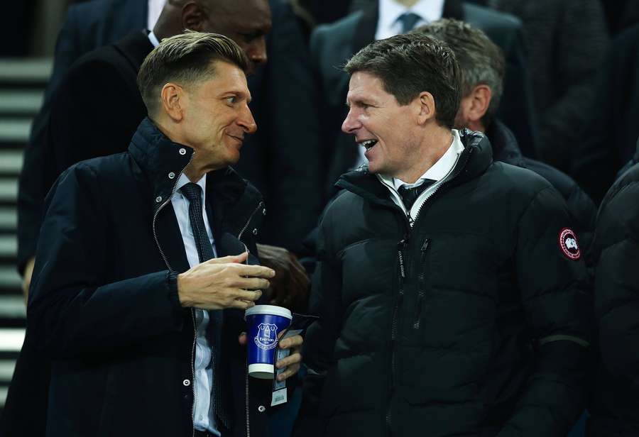 Owner of the Crystal Palace Steve Parish and Manager Oliver Glasner Owner of the Crystal Palace Steve Parish and Manager Oliver Glasner
