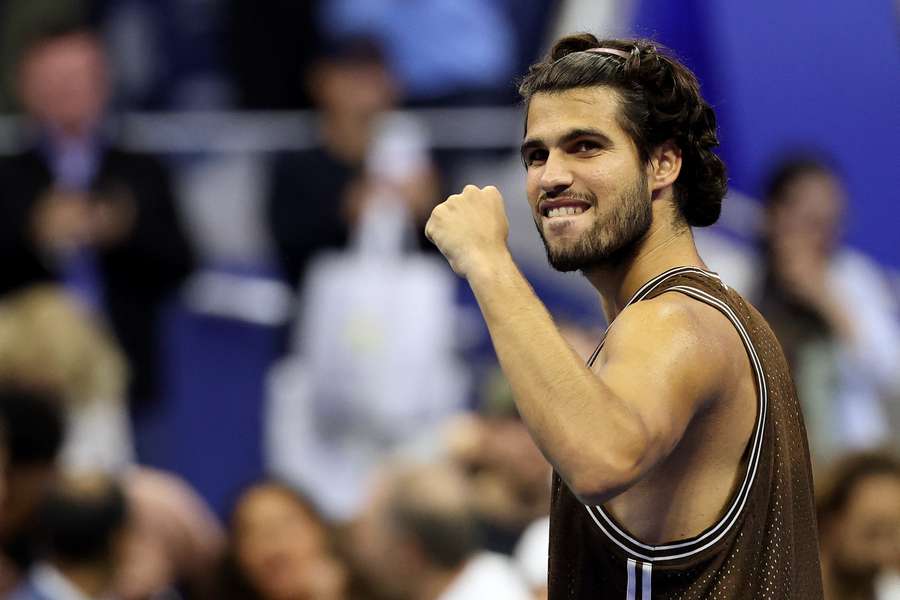 Alcaraz celebrates his second-round win at the US Open