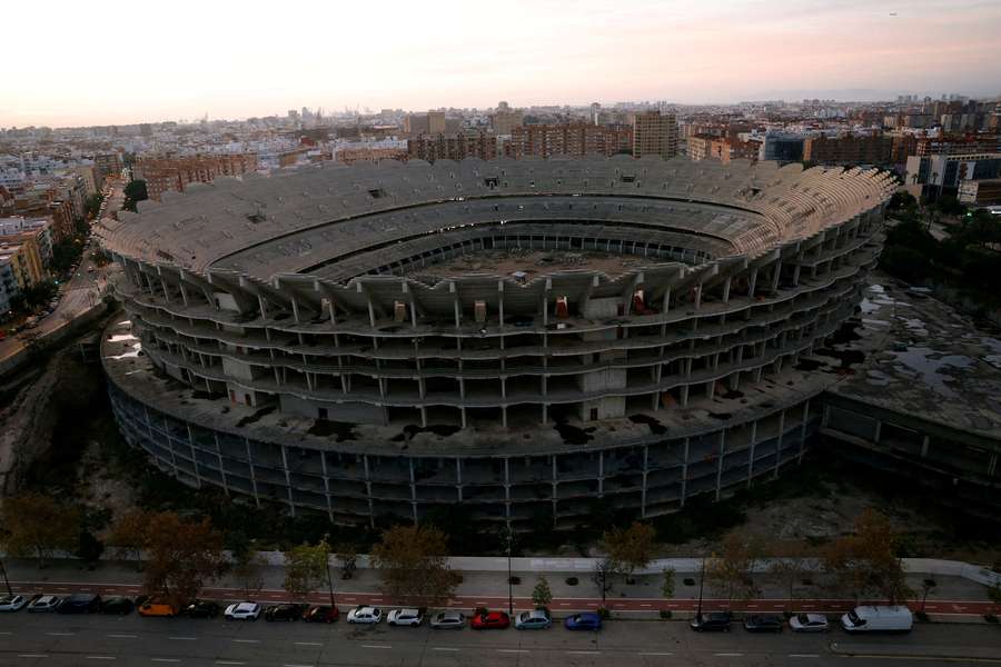 View of the partially built stadium the Nou Mestalla