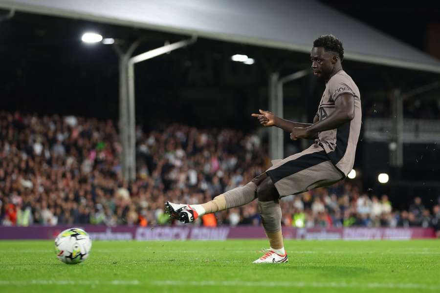 Davinson Sanchez sees his shot saved by Fulham goalkeeper Marek Rodak as Tottenham crashed out of the Carabao Cup last month