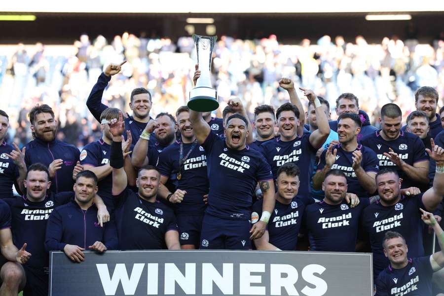 Scotland lift the Auld Alliance Trophy after triumphing over France