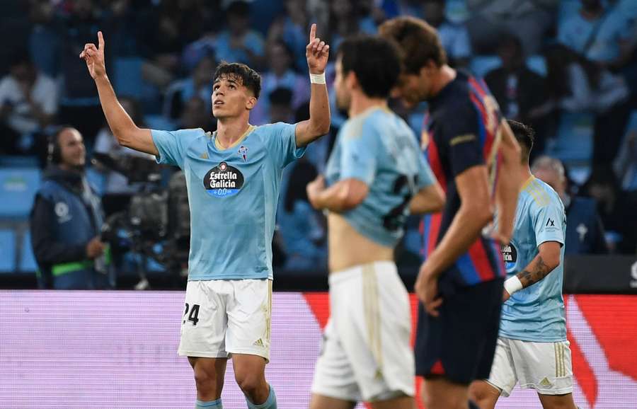 Celta Vigo midfielder Gabriel Veiga celebrates