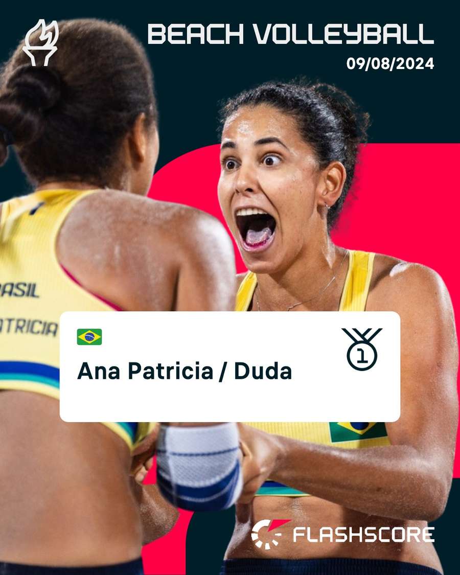 Ana Patricia and Duda are gold medalists in the women's beach volleyball