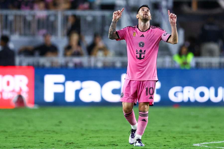 Messi celebrates his goal