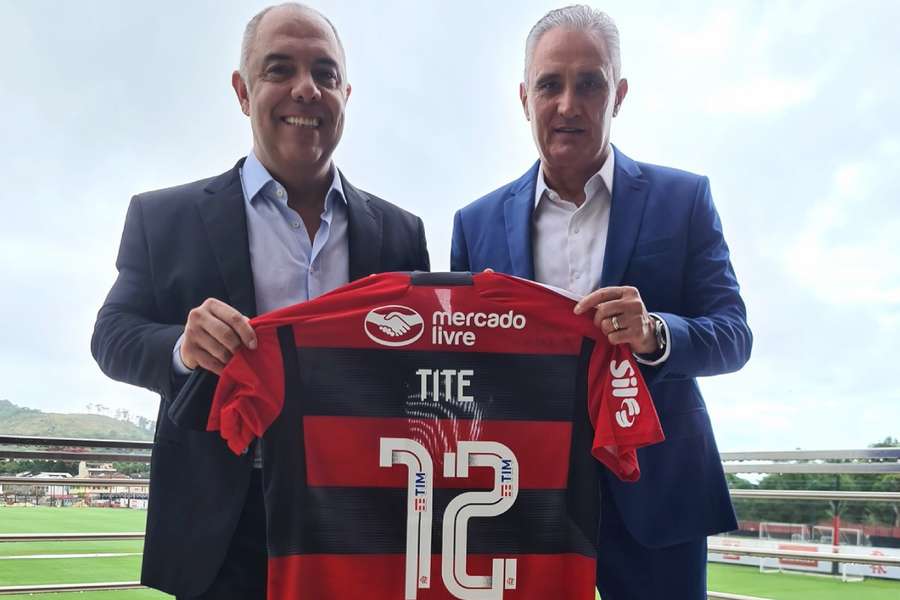 Tite com Marcos Braz no dia 1 como treinador do Flamengo