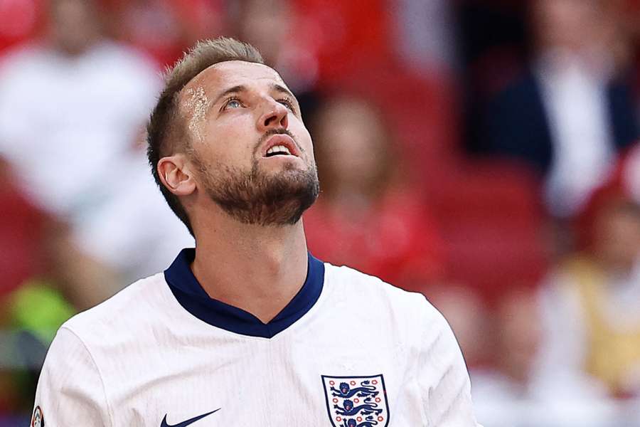 Harry Kane reacts during the UEFA Euro 2024 quarter-final football match between England and Switzerland