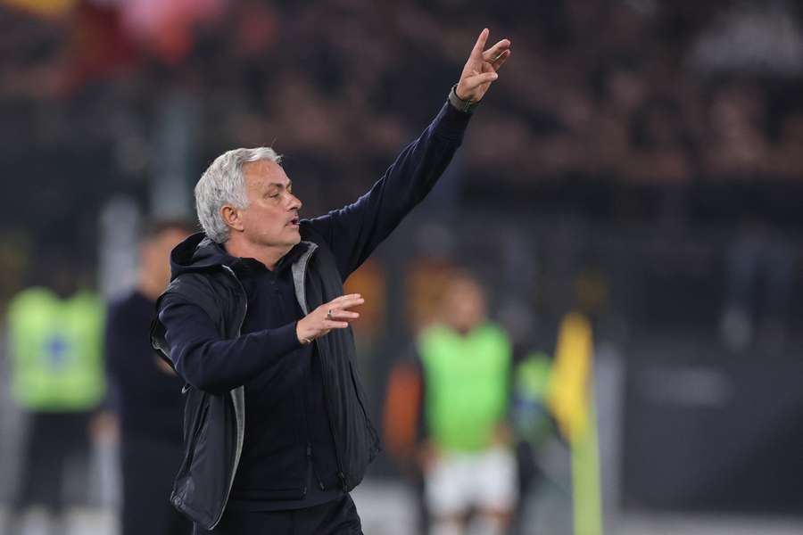 Jose Mourinho gives instructions at the Olympic Stadium