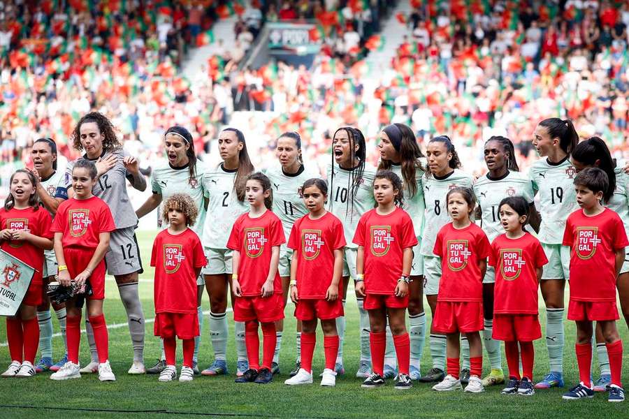 A Seleção Nacional antes do jogo com a Bélgica