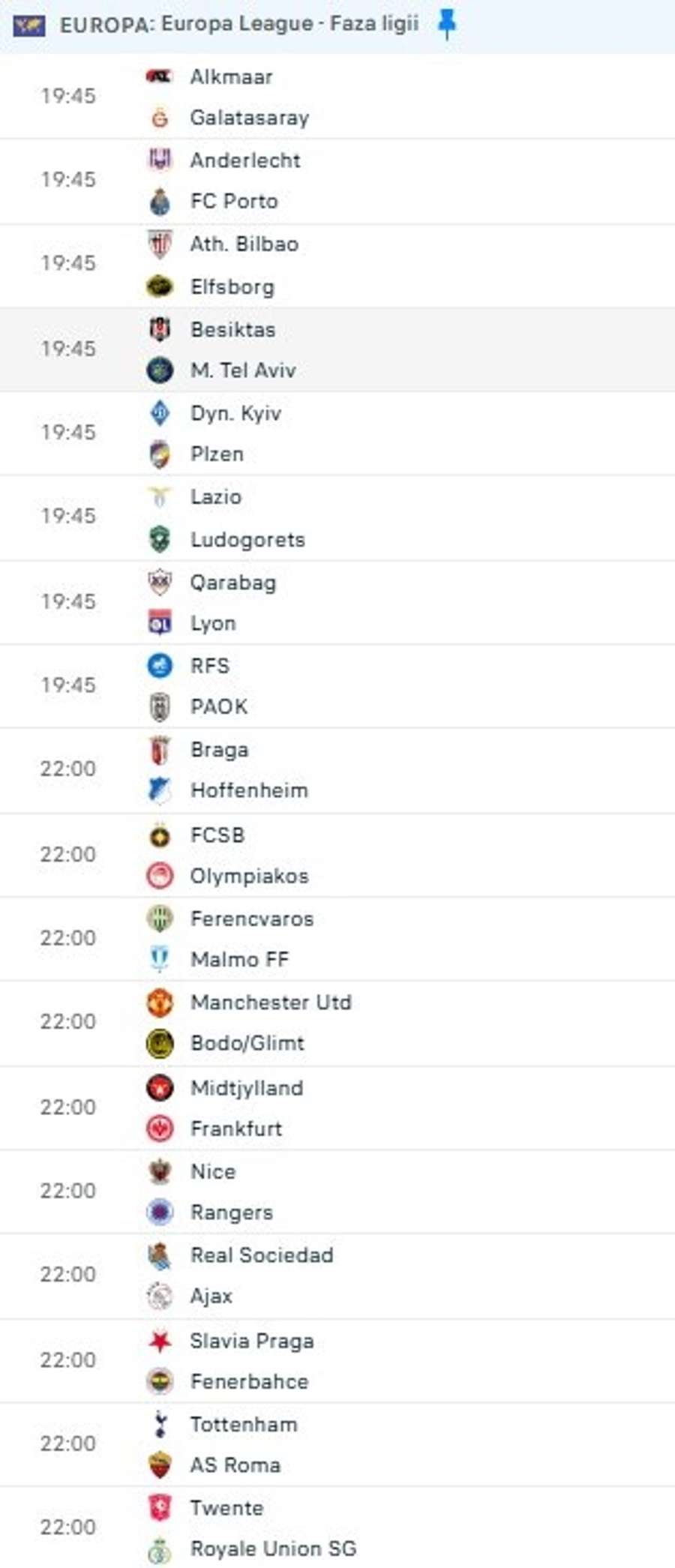Program Europa League