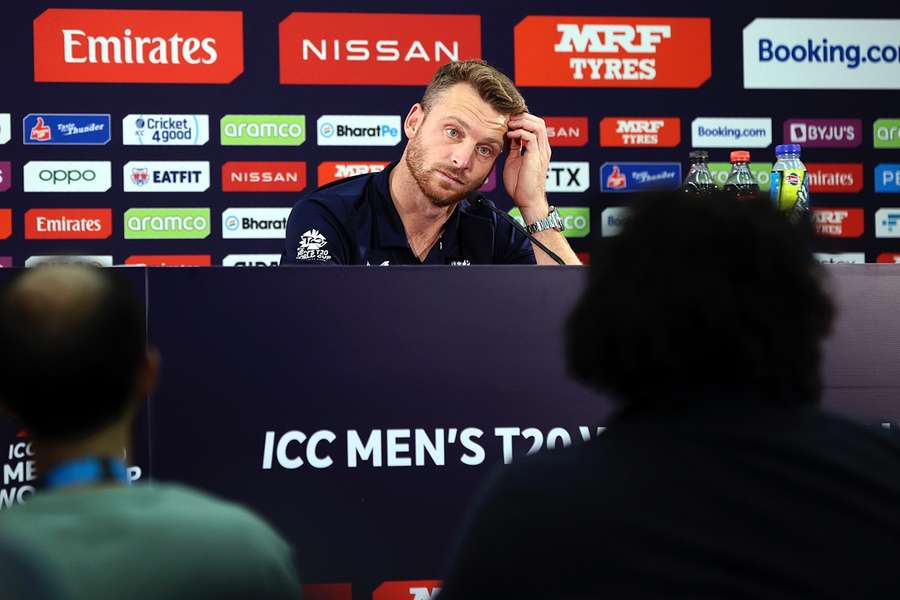 England skipper Jos Buttler at a press conference in Australia 