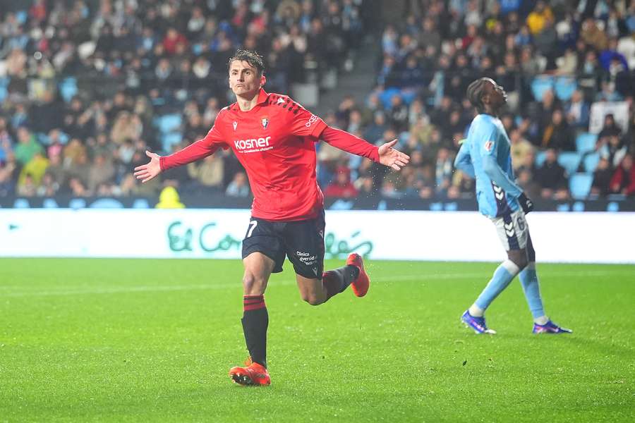 Ante Budimir celebra su gol en Balaídos