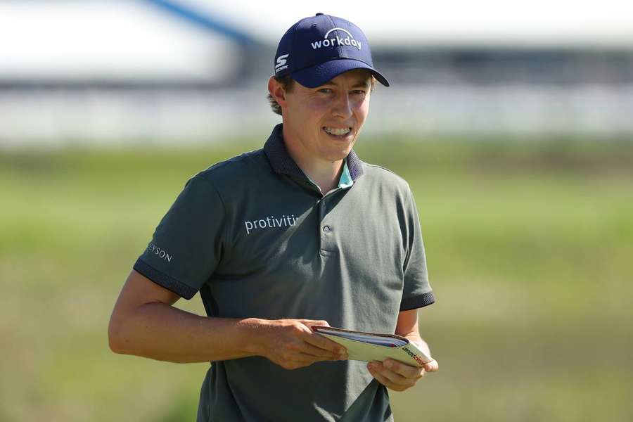 Matt Fitzpatrick smiles on the 18th green at the Heritage tournament