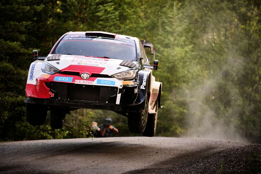 Toyota's Elfyn Evans and co-driver Scott Martin in action
