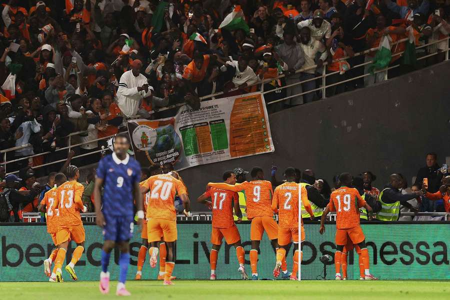 Ivory Coast celebrate their late winner