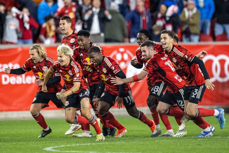 New York Red Bulls celebrate at the end of the shootout