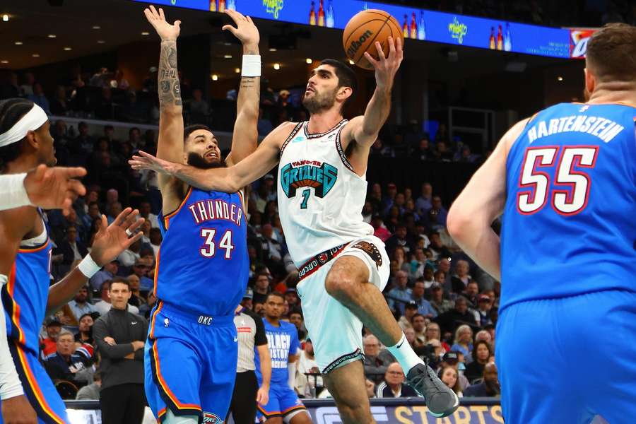 Santi Aldama, durante el partido ante los Thunder.